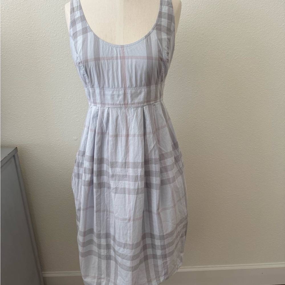 Burberry Light Gray Check Midi Dress